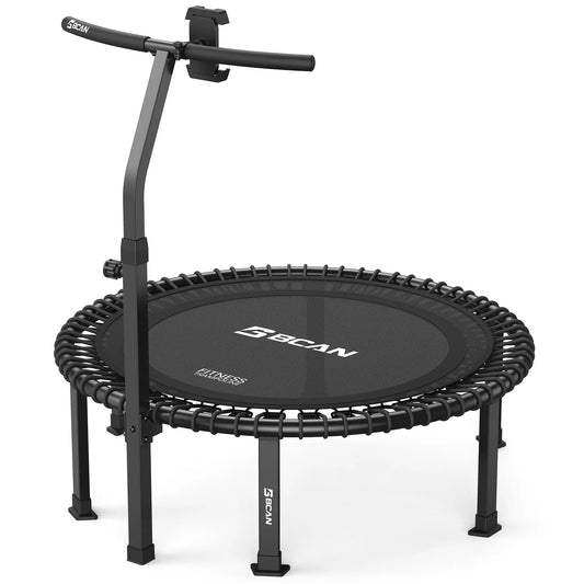 Black rebounder with handle on a white background