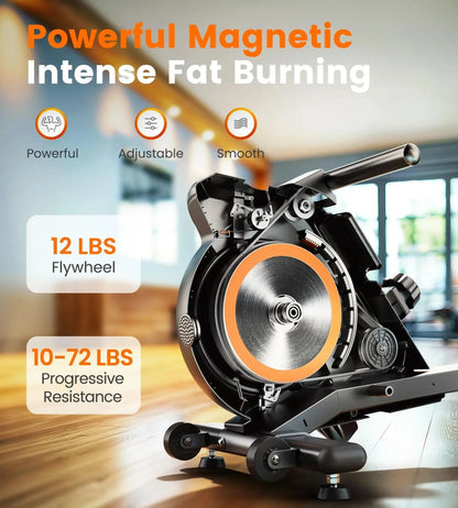 Exercise machine with flywheel and resistance settings in a home setting