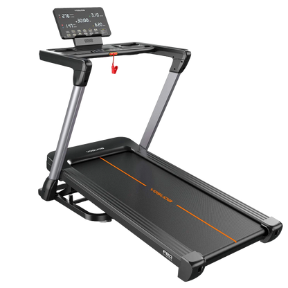 Treadmill with a digital display on a white background