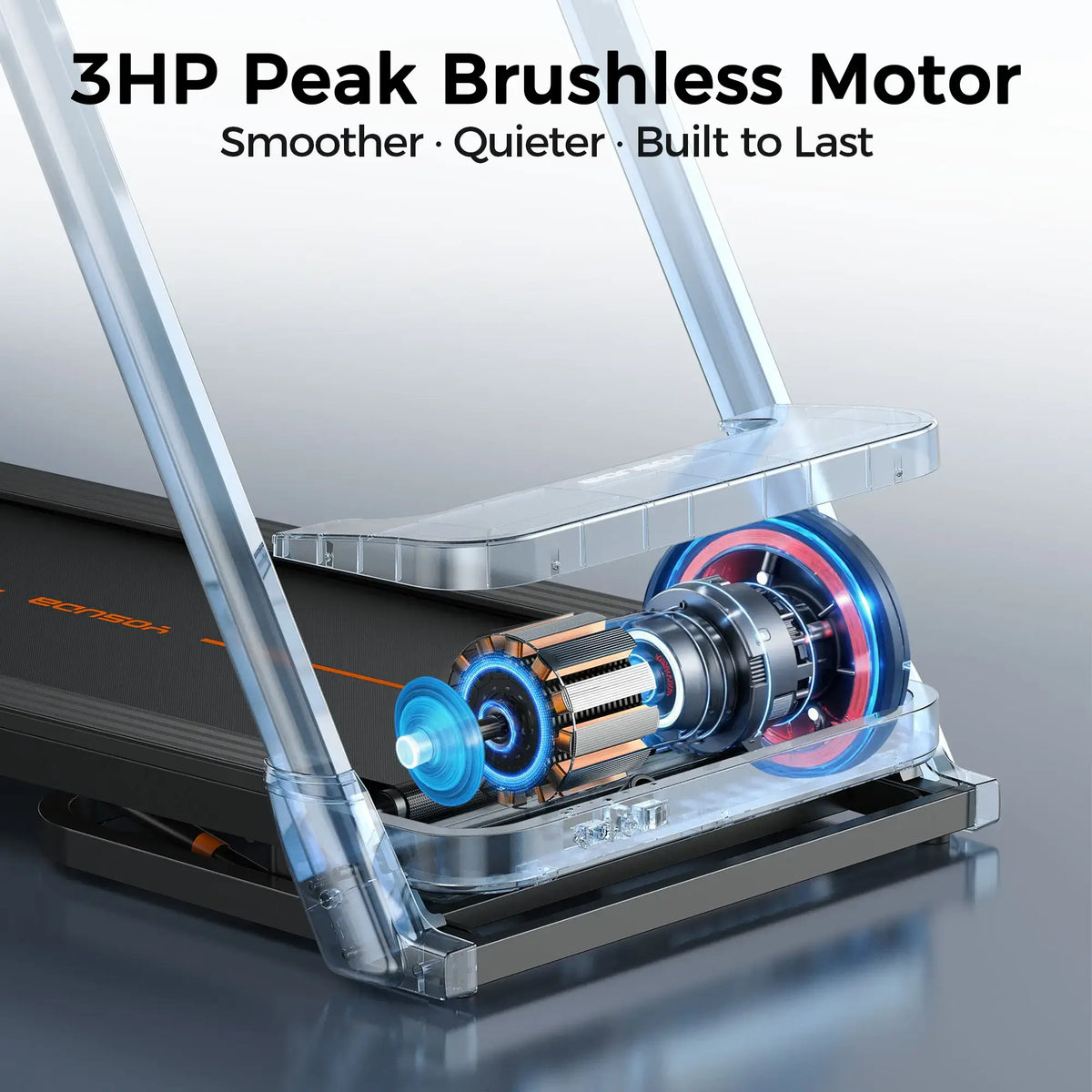 3HP Brushless Motor with transparent casing on a gray background
