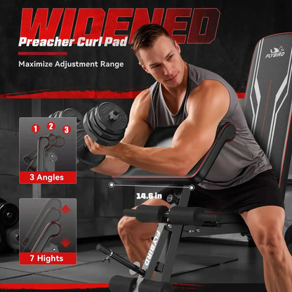 Flybird WB9 Multi Purpose Weight Bench With Preacher Curl Attachment